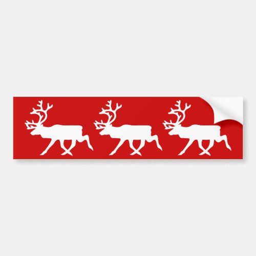 White Reindeer  Caribou Silhouette Bumper Sticker