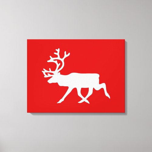 White Reindeer  Caribou Silhouette Canvas Print