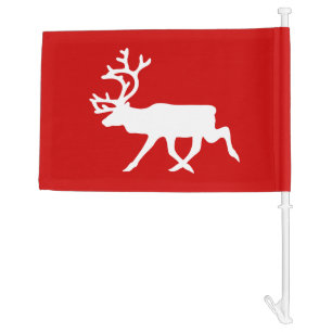 White Reindeer / Caribou Silhouette Car Flag