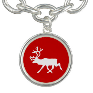 White Reindeer / Caribou Silhouette Charm Bracelet