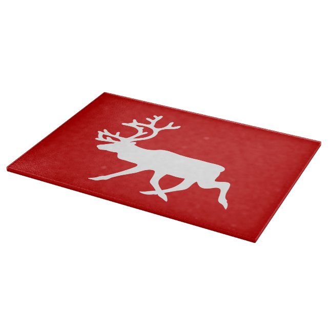White Reindeer / Caribou Silhouette Cutting Board (Corner)