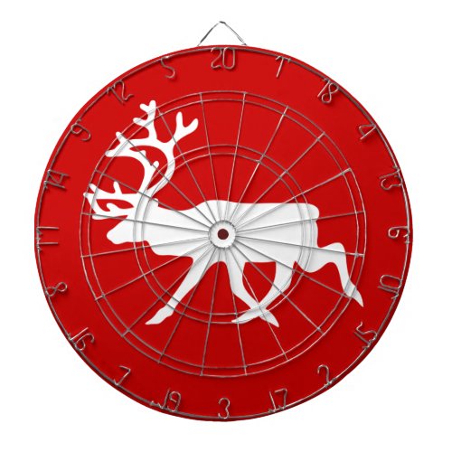 White Reindeer  Caribou Silhouette Dart Board