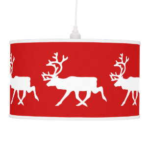 White Reindeer / Caribou Silhouette Hanging Lamp