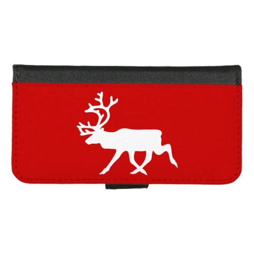 White Reindeer  Caribou Silhouette iPhone 87 Wallet Case