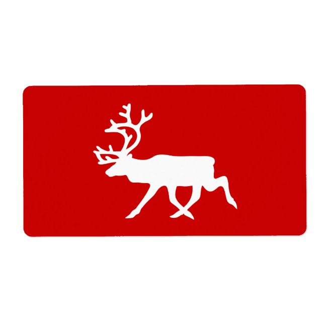 White Reindeer / Caribou Silhouette Label (Front)