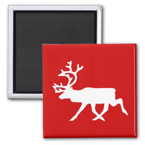 White Reindeer  Caribou Silhouette Magnet