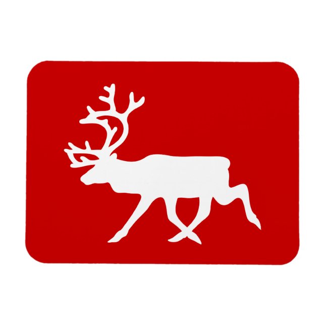 White Reindeer / Caribou Silhouette Magnet (Horizontal)