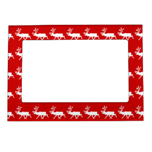 White Reindeer / Caribou Silhouette Magnetic Frame