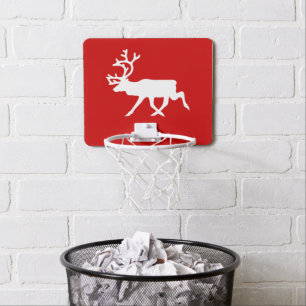 White Reindeer / Caribou Silhouette Mini Basketball Hoop