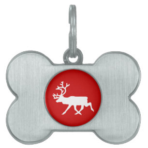 White Reindeer / Caribou Silhouette Pet Name Tag