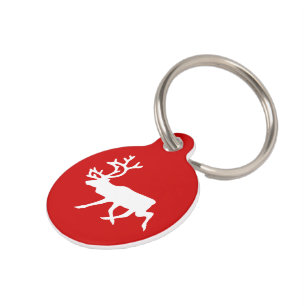 White Reindeer / Caribou Silhouette Pet Name Tag
