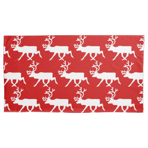 White Reindeer  Caribou Silhouette Pillow Case