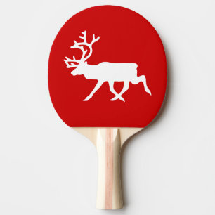 White Reindeer / Caribou Silhouette Ping-Pong Paddle