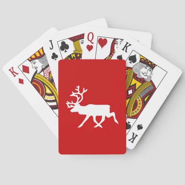 White Reindeer / Caribou Silhouette Poker Cards (Back)