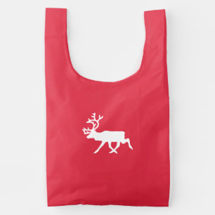 White Reindeer / Caribou Silhouette Reusable Bag
