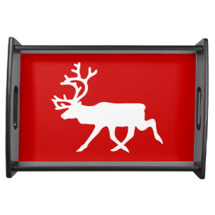White Reindeer / Caribou Silhouette Serving Tray