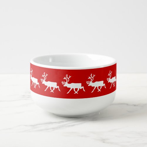 White Reindeer  Caribou Silhouette Soup Mug