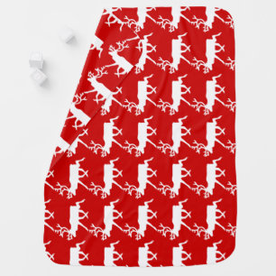 White Reindeer / Caribou Silhouette Swaddle Blanket