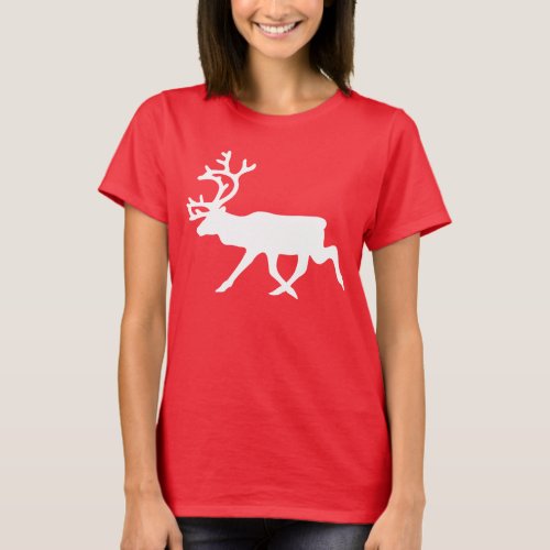 White Reindeer  Caribou Silhouette T_Shirt