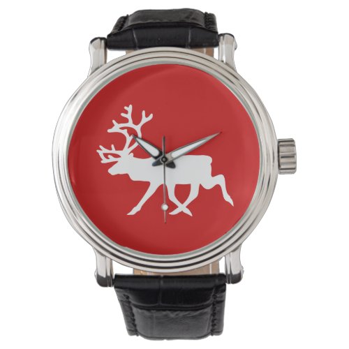 White Reindeer  Caribou Silhouette Watch