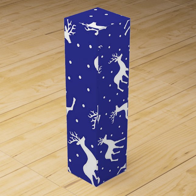 White Reindeer Christmas Wine Gift Box (Front)