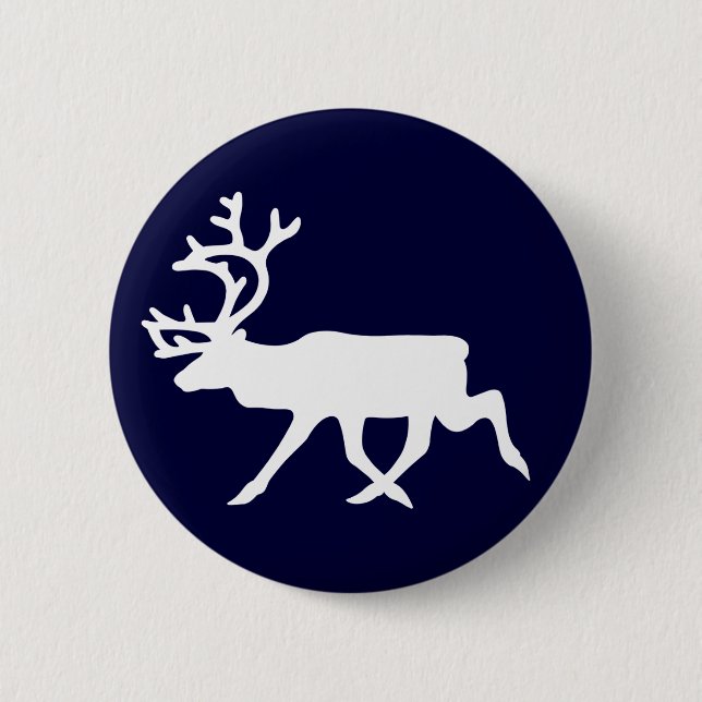 White Reindeer Pinback Button (Front)