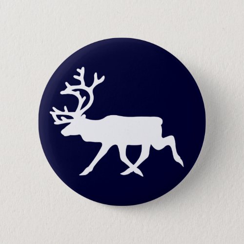 White Reindeer Pinback Button