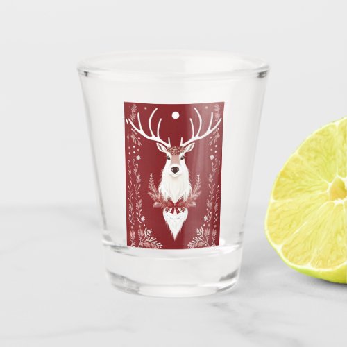 White Reindeer  Shot Glass