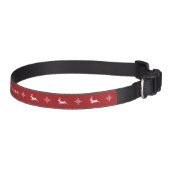 White Reindeers And Snowflakes On Red Christmas Pet Collar (Right)