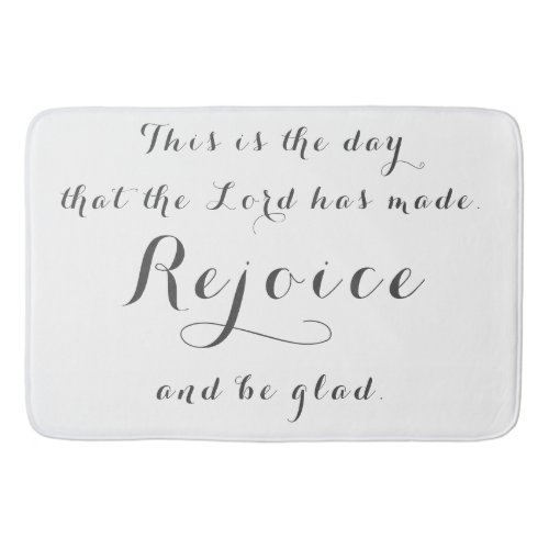 White Rejoice and Be Blessed Bath Mat