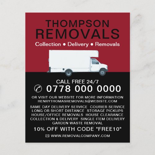 White Removal Van Removal Company Advertising Flyer