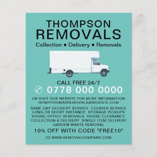 White Removal Van Removal Company Advertising Flyer