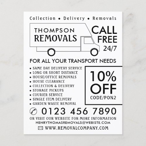 White Removal Van Removal Company Advertising Flyer