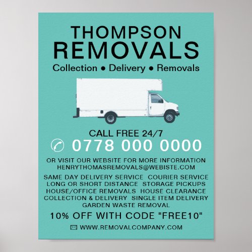 White Removal Van Removal Company Advertising Poster