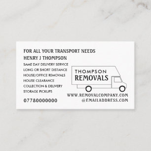 White Removal Van, Removal Company Business Card