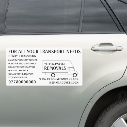 White Removal Van Removal Company Car Magnet