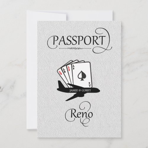 White Reno Passport Save the Date Card