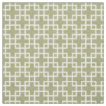 White Retro Chic Squares Pattern On Olive Green Fabric