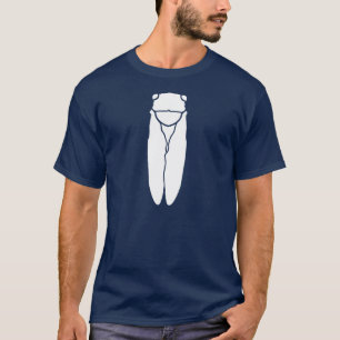 White Retro Cicada Insect Print T-Shirt