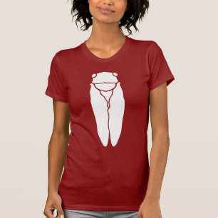 White Retro Cicada Insect Print T-Shirt