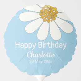 White Retro Modern Daisy Flower Custom Birthday  Balloon