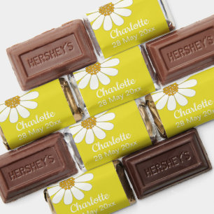 White Retro Modern Daisy Flower Custom Birthday Hershey's Miniatures