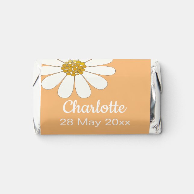 White Retro Modern Daisy Flower Custom Birthday    Hershey's Miniatures (Front)