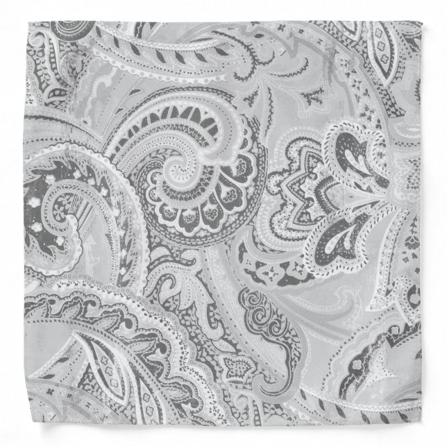 White Retro Paisley Bandanna/Bandana Bandana (Front)