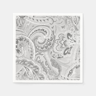 White Retro Paisley Bandanna/Bandana Paper Napkins