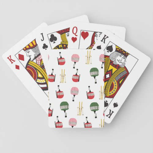 White Retro Ski Lift Gondola Winter Skiing  Playing Cards