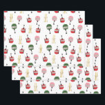 White Retro Ski Lift Gondola Winter Skiing  Wrapping Paper Sheets<br><div class="desc">Modern ski-themed gift for him and her. Retro ski lift gondola and vintage skis with poles illustration pattern for skier. Skiing,  skier,  skis,  snowboard,  snowboarding themed home decor and gifts.</div>