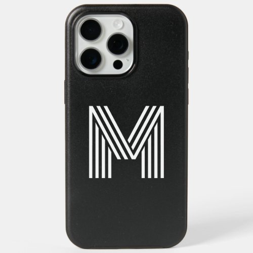 White Retro Style Letter M Monogrammed iPhone 15 Pro Max Case