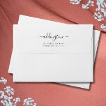 White Return Address Handwritten Wedding 5x7 Envelope<br><div class="desc">A white customizable handwriting 5X7 envelope with a white lining inside. This personalized elegant script envelope is a classy way to send invitations. 
Personalize this design with your own handwritten return address on the back flap. Perfect for birthday,  wedding,  bachelorette party,  bridal shower or baby shower.</div>