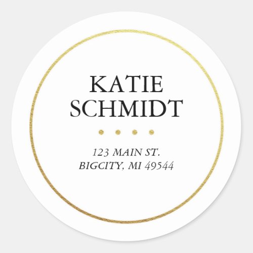 White Return Address Label with Faux Gold Foil